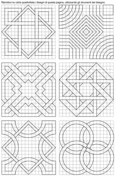 four different geometric designs that can be used in quilting