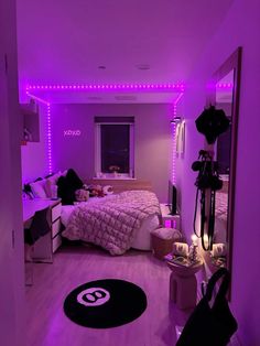 room, aesthetic, glam Purple Lights, Dream Bedroom Inspiration, Luxury Room, Dream Apartment Decor, Dekorasi Kamar Tidur