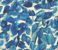 a blue and white painting with leaves on it