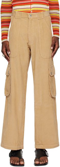 Relaxed-fit stretch cotton corduroy cargo pants. · Belt loops · Four-pocket styling · Zip-fly · Flap pocket at outseams Supplier color: Beige Corduroy Cargo Pants, Luxury Streetwear, Flap Pocket, Stretch Cotton, Cargo Pants, Women Wear, Relaxed Fit, For Men, Outfit Accessories