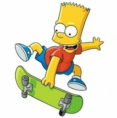 the simpsons skateboarding on top of his board