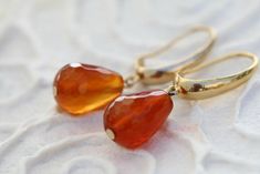 A Carnelian Teardrop Earrings /  Earrings For Woman / Dangle Gold Filled Earrings / Carnelian Teardr Elegant Carnelian Dangle Earrings, Elegant Carnelian Earrings For Gift, Elegant Carnelian Earrings Gift, Elegant Carnelian Teardrop Earrings, Elegant Carnelian Drop Earrings, Elegant Gold Carnelian Earrings, Elegant Orange Carnelian Earrings, Carnelian Earrings, Carnelian Jewelry