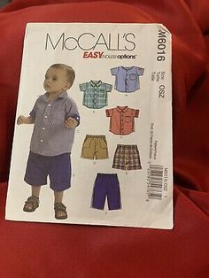 the sewing pattern for this baby's shirt and shorts is very easy to sew