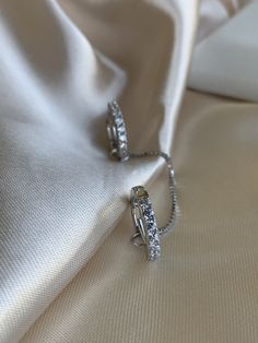 HOOP CHAIN EARRINGS - SILVER – FALA Jewelry Cubic Zirconia Hoop Earrings, Classic Jewelry, Chain Earrings, Gold Plated Chains, Earrings Silver, Handmade Silver, Arrow Necklace, Daily Wear, Silver Earrings