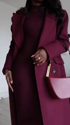 Curvy Lawyer Fashion, Black Women Work Outfits Business Attire, Classy Purple Outfits, Monochromatic Outfit Business Casual, Elegant Style Black Women, Fall Monochromatic Outfits, Red Modest Outfit, Quiet Luxury Black Woman