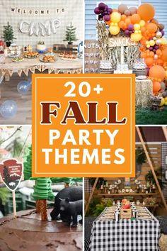 a collage of fall themed party themes