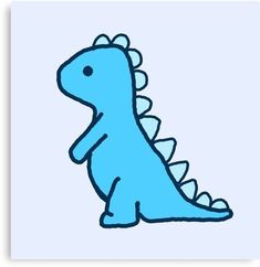 a drawing of a blue dinosaur with spikes on it's back legs and feet