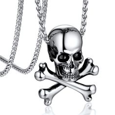 PRICES MAY VARY. 💀 From Bandmax Punk Series, skeletons as the main element, add other special style as wings,celtic knot,viking runes,crossbones, only provide steel/black color, distinctive cool tones, show off your attitude. 💀 Durable 316L stainless steel, stable color-plating, no color-fading, Hypoallergenic to skin, comfortable to wear. 💀 Skeleton always an icony symbol in fashion jewelry. Great Pendant Necklaces for all punk gothic skull lovers,bikers,rapper,Eboys or as gifts to cool guys Gothic Jewelry For Biker Events And Halloween, Biker Jewelry For Halloween Gift, Biker Style Jewelry For Halloween Gift, Biker Style Halloween Jewelry Gift, Punk Skull Jewelry For Biker Events, Skull Pendant Necklace, Special Style, Skull Lover, Gothic Skull