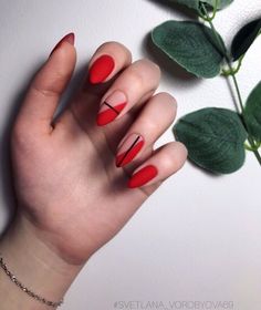 Red Minimalist Nails, Matte Red Nails, Almond Nails Red, Classy Almond Nails, Red Acrylic Nails, Classy Acrylic Nails, Almond Acrylic Nails, Red Nail, Matte Red