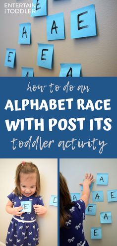 the alphabet race with post it's toddler activity is great for learning letters and numbers