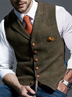 Men's Retro Vintage Vest Herringbone Tailored Fit Notch Single Breasted More-button Light Green Blue Dark Green 2023 2024 - $47.99 Semi-formal Button Vest For Fall, Slim Fit Suits With Button Closure For Fall, Fall Slim Fit Suits With Button Closure, Fitted Fall Suits With Buttons, Slim Fit Fall Suits, Groom Vest, Mens Vest Casual, Steampunk Vest, Business Clothing