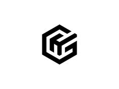 the letter g is made up of two overlapping shapes, and has been placed in black on