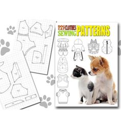 "This book contains 55 patterns of clothing for dogs and cats. THIS BOOK IS THE SECOND EDITION OF \"44 DOG CLOTHES PATTERNS FOR ALL SIZES\" ( WWW.ETSY.COM/LISTING/973764441/44-DOG-CLOTHES-PATTERNS-FOR-ALL-SIZES ). SOME OF THE INFORMATION IS DUPLICATED. DON'T BUY BOTH BOOKS AT THE SAME TIME! The patterns in this book are given in the form of diagrams depicted on a grid lined with squares, and thus are universal for animals of all sizes. You just have to measure the volume of your pet's chest and divide it by the number that is indicated in the description of the diagram. Then you get the size of the square. You have to draw a grid with a cell size equal to this value, and on this grid draw a pattern for your pet. You can read about enlarging a picture using the grid method here: www.art-is- Dog Jacket Patterns, Pet Clothes Patterns, Dog Fashion Clothes, Dog Dress Pattern, Small Dog Dresses, Romper Sewing Pattern, Polo Jacket, Dog Fashion, Small Dog Clothes