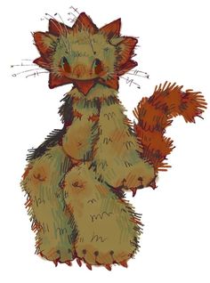 a drawing of a stuffed animal that looks like a cat