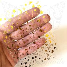 Moon Star Gold Nail Stickers Gold Nail Stickers, Unicorn Nails Designs, Flame Nail Art, Star Nail, Animal Nail Art, Star Nail Art, Nail Art Stamping Plates, Unicorn Nails, Gold Nail