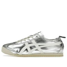 The Onitsuka Tiger Mexico 66 'Silver' is the perfect blend of retro and modern style. Featuring classic running shoe design elements, this model has a unique vintage 60's look that will add a timeless touch to your casual wardrobe. Crafted with premium materials, it ensures comfort and long-lasting wear. Show off your Tiger Shoes, 60s Look, Running Shoes Design, Tiger Mexico 66, Onitsuka Tiger Mexico 66, Dr Shoes, Mexico 66, Off White Mens, Asics Sneakers