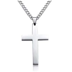 Simple and Elegant: Add a touch of simplicity and elegance to your look with our Cross Pendant Necklace. Metallic Finish: Crafted from metal with a sleek and shiny finish. Versatile Design: Features a versatile design that pairs well with various outfits. Electroplated Process: Made using an electroplating process for a durable and long-lasting finish. Multiple Colors: Available in gold, silver, and black colors, each with its own matching chain. Summer Collection: Part of our summer collection, perfect for adding a stylish flair to your summer wardrobe. Chain Length: 50cm(19.69in) Ships from California, USA Cross Necklace Simple, Prayer Jewelry, Cross Jewelry Necklace, Stainless Steel Cross Pendant, Gold Chains For Men, Triangle Pendant, Estilo Punk, Trendy Necklaces, Christian Jewelry