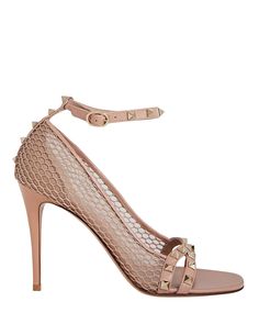 Valentino's inimitable Rockstuds never disappoint and these sandals come with a hint of vintage allure thanks to the fishnet-like mesh uppers. They have supple leather straps and rest on sleek 100mm stiletto heels.   Composition: leather.  Ankle-buckle closures.   Heel height: 3.9" .   Made in Italy.      Item is listed in Italian sizing, please make note of accurate size conversions. Mesh Sandals, Ankle Strap Pumps, Valentino Garavani, Ankle Strap, Stiletto Heels, Leather Straps, New Dress, Heel Height, Dress Shoes