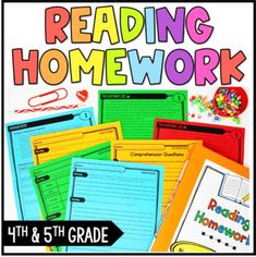 reading homework worksheets for 5th grade students with the text reading homework work on it