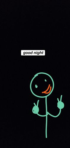 an animated stick figure with the words good night written on it