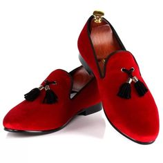 Red Tassel Loafers Leather Slip on Fashion Shoes for Men Wedding Shoes Red, Men Wedding Shoes, Fashion Shoes For Men, Monk Strap Shoes Men, Mens Loafers Shoes, Quality Leather Boots, Men's Wedding Shoes, Tassel Shoes, Custom Design Shoes