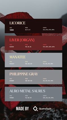 Colors:
1C0C0C
662424
9CA0A7
8A8B8F
747B83 Scarlet Witch Color Palette, Angel Aesthetic Color Palette, Mythical Color Palette, Evil Color Palette, Fairy Color Palette, Harry Potter Color Palette, Character Color Palette, Gothic Color Palette, Pallette Color