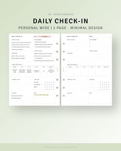 the daily check - in for personal wide 1 page minimal design