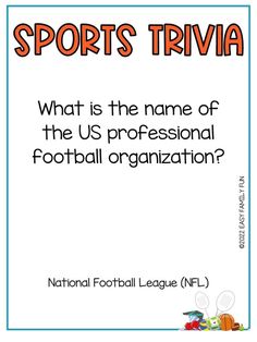 sports trivia with the words what is the name of the us professional football organization?