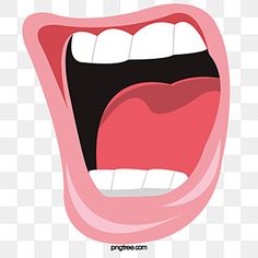 an open mouth with white teeth and pink tongue, cartoon, character png and psd