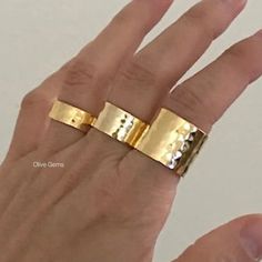 Thick Gold Ring, Wide Gold Ring, Gold Stacking Rings, Hammered Gold Ring, Unique Diamond Engagement Rings, Hammered Rings, Hammered Gold, Gold Ring Stack, Wide Rings