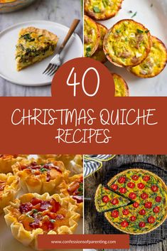 christmas quiche recipe collage with text overlay - 40 christmas quiche recipes