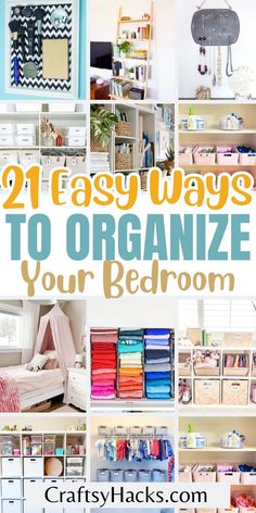 an organized bedroom with lots of storage and organization