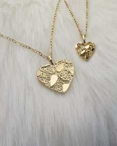 14k Solid Yellow Gold Nugget Heart Necklace, Dainty Nugget Heart Pendant! 1 Dainty Nugget Heart Charm, Love Pendant Solid 14k gold, Nugget Heart. Choose To Buy With 16in Chain Or Without Chain. Dimensions: Small: 13.3mm x 9.0mm                        Large: 20.9mm x 17.8mm Diamond Cut finish for a radiant shine. Question? Please don't hesitate to contact me. *Wholesale or Custom* Wholesale: The more you buy, cheaper goes the price. Custom: Unique pieces to fit your very own style. (Different Col Gold Heart Necklace With Heart Print For Valentine's Day, Gold Heart Necklace With Heart Pendant, Gold Heart Pendant Necklace With Heart Print, Heart Shaped 14k Stamped Jewelry For Valentine's Day, Gold Necklace With Double Heart And Heart Print, 14k Stamped Double Heart Jewelry For Valentine's Day, Valentine's Day 14k Stamped Heart Pendant Jewelry, Valentine's Day 14k Stamped Double Heart Jewelry, Valentine's Day Double Heart Jewelry With Heart Print