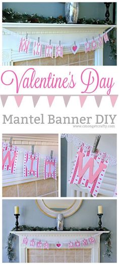 valentine's day mantel banner diy