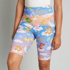 A Comfortable Stretch-Cotton Pair With A Wide Elasticized Waistband That’s Perfect For Layering Or Sporting On Their Own, These Sporty Bottoms Feature An Exclusive Hand-Drawn Print Of All Your Favorite Care Bears! Cute Fitted Shorts With Elastic Waistband, Cute Fitted Bottoms With Built-in Shorts, Fitted Bottoms With Built-in Shorts In Cute Style, Playful Short Bottoms For Workout, Playful Fitted Workout Bottoms, Cute Fitted Short Length Shorts, Fun Shorts With Elastic Waistband, Playful Sports Shorts, Cute Fitted Shorts