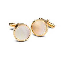 Opaque Gold Rimmed Cufflinks - Mens Suits Luxury Oval Elegant Cufflinks, Classic Round Cufflinks For Business, Elegant Rose Gold Cufflinks For Business, Classic Rose Gold Cufflinks For Formal Occasions, Modern Gold Round Cufflinks, Classic Round Adjustable Cufflinks, Adjustable Gold Cufflinks For Business, Timeless Gold Cufflinks For Business, Elegant Gold Round Cufflinks