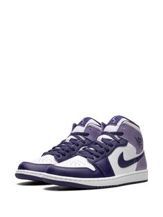 Jordan Air Jordan 1 Mid "Blueberry" Sneakers - Farfetch Jordan Air 1, Jordan Wings, Sneakers Purple, Jordan Air, Wings Logo, Round Logo, Swoosh Logo, Iconic Bags, Air Jordan 1 Mid