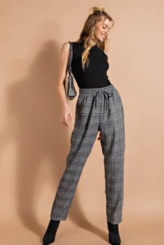 - Soft plaid fabric with waist side pocket - Model is 5'8" tall, Wearing size small Pocket Model, Boutique Homes, Plaid Fabric, Side Pocket, Skirt Pants, Sale House, Jumpsuit Dress, Pant Jumpsuit, Top Blouse