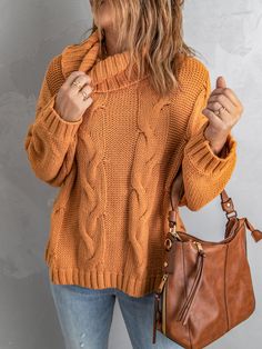 Yellow Cuddle Weather Cable Knit Handmade Turtleneck Sweater Specifications: Item No: LC270034-7 Product Weight: 0.64Kg Tag: DL Exclusive, DL Chic Season: Winter Brand Category: Tops > Sweaters & Cardigans Creation Time: 2021-11-22 Material: 60% Cotton + 40% Acrylic Style: Casual Pattern: Solid Neckline: High Neck Silhouette: Shift Sleeve Length: Long Sleeve Occasion: Daily Details: Twisted Detail Chunky chic, perfect for styling Drop shoulder, oversized, and boxy fit for warmth Elegant and warm Cuddle Weather, Cable Knit Turtleneck, Cable Knit Turtleneck Sweater, Knit Turtleneck, Knit Turtleneck Sweater, Silk Pajamas, Outerwear Sweater, Knit Patterns, Winter Wardrobe