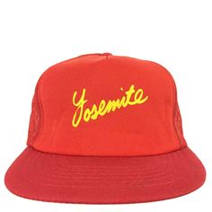 Vintage Yosemite National Park Cap Spell Out Script Logo Mesh Foam Snap Back Trucker Vacation Baseball Dad Hat BUY IT NOW! Please feel free to ask any questions you have about this item, I am here to make sure you are happy with your purchase. #HAT5 Mens Accessories Vintage, Mens Holiday, Hat Patches, Dad Caps, Yosemite National, Snap Backs, Cap Design, Red Hats, Yosemite National Park