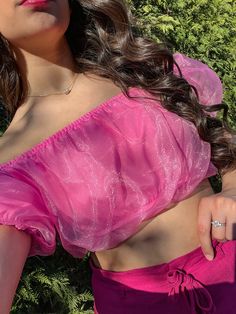 Crop top with tulle and lining design Elastic waistband and armbands Puffy sleeves Self: 100% Polyester Lining: 100% Polyester Puffy Sleeves, Pink Top, Embroidered Sweatshirts, Spring Collection, Pink Tops, Trend Setter, Arm Band, Best Sellers, Shoe Jewelry