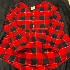 Never Worn! Girls Black And Red Plaid Flannel Shirt With Gold Glitter Detail. Jumping Beans, Size 5 Kids Red Flannel Shirt, Girls Flannel, Red Plaid Flannel, Jumping Beans, Girls Black, Plaid Flannel Shirt, Plaid Flannel, Red Plaid, Flannel Shirt