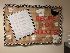 a recipe for success sign hanging on the wall