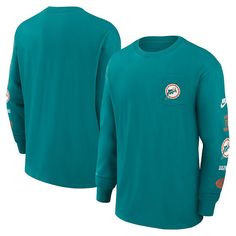 Finish any Miami Dolphins fan look with this Rewind Heavy Max 90 T-shirt from Nike. It features a team logo over the front chest pocket and throwback graphics down the left sleeve. Step out in Miami Dolphins style with this timeless tee.Finish any Miami Dolphins fan look with this Rewind Heavy Max 90 T-shirt from Nike. It features a team logo over the front chest pocket and throwback graphics down the left sleeve. Step out in Miami Dolphins style with this timeless tee.PRODUCT FEATURESMachine wa Nfl Miami Dolphins, Miami Dolphins, Men's Nike, Chest Pocket, Dolphins, Team Logo, A Team, Long Sleeve T Shirt, Nike Men