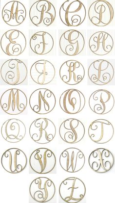 the different types of monograms are shown in this image, including letters and numbers