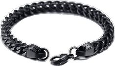 Black Durable Bracelet Jewelry, Durable Black Bracelet Jewelry, Black Stainless Steel Bangle Bracelet, Modern Black Cuban Link Bracelet As Gift, Black Metal Cuban Link Bracelet As A Gift, Durable Black Stainless Steel Jewelry, Adjustable Durable Black Chain Bracelet, Classic Black Metal Chain Bracelet, Classic Black Stainless Steel Chain Bracelet