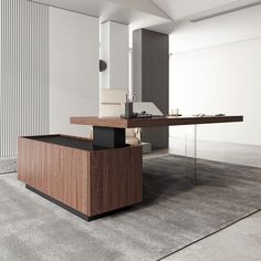 an office with a desk and chair in it