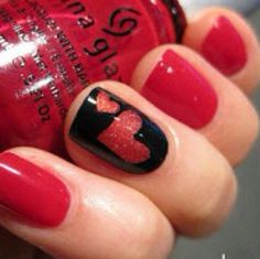 Red Nail Art, Black Nail Designs, Red Nail, I Love Nails