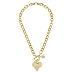 16 inches + Gold Heart Toggle Necklace, Susan Shaw, Future Wardrobe, Gift Inspo, Gold Link Chain, Toggle Necklace, Month Gifts, 24kt Gold, San Antonio Tx