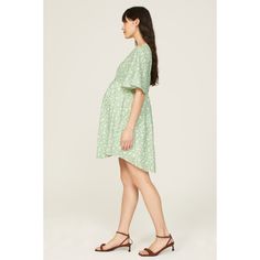 Green floral crepe (95% Polyester, 5% Spandex). Hourglass. Short sleeves. V-neck. Front button closure. 34.5" from shoulder to hemline. Imported. Notes Style, Rent The Runway, Closet Designs, Green Print, Maternity Dress, Dorothy Perkins, Maternity Dresses, Swing Dress, Green Dress